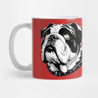 Stunning and Cool English Bulldog Monochrome and Gold Portrait for Father's Day Mug